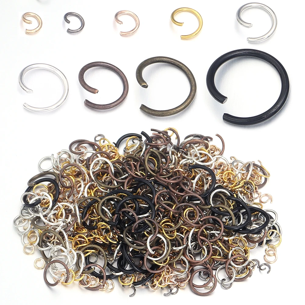 50-200pcs 4/5/6/7/8/10/12/14mm 금속 점프 링 스플릿 링 DIY 키 체인 공예 커넥터 액세서리 용 멀티 사이즈 오픈 링