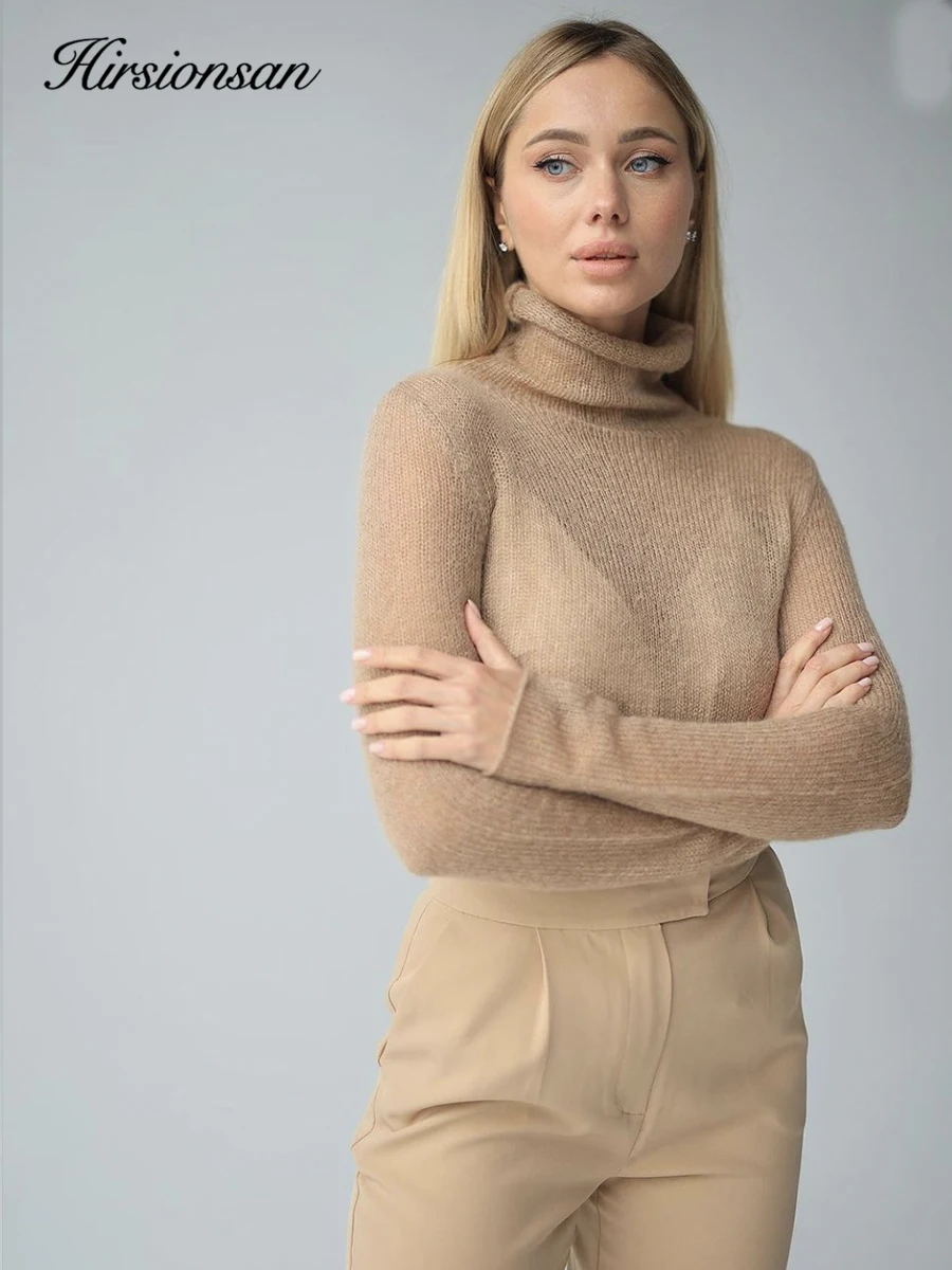 Hirsionsan Elegant Sweater Women 2026 Summer Autumn Casual Fashion Loose Women Pullovers Chic Brown White Jumper Sueter Mujer 2
