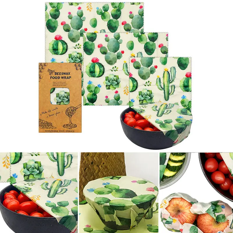 3Pcs/Set Cotton Beeswax Wrap Cloth Reusable Natural Food Grade Preservative  Cloth Eco Food Fresh Bag Cover Kitchen Storage Paper - AliExpress