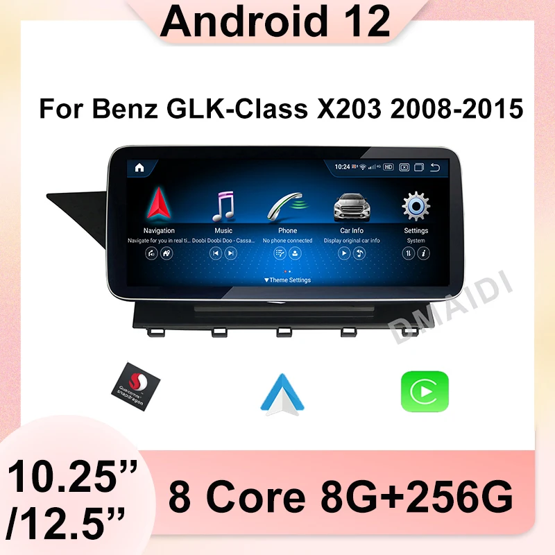 

10.25/12.5 Inch Snapdragon Android 12 Car Multimedia Player For Mercedes Benz GLK Class X204 2008 - 2015 GPS Radio CARPLAY AUTO