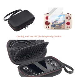 Compact Hard Shell Carrying Case for Portable Handheld Devices - Protective Travel Bag and Accessories Organizer (BK with RGcube film)