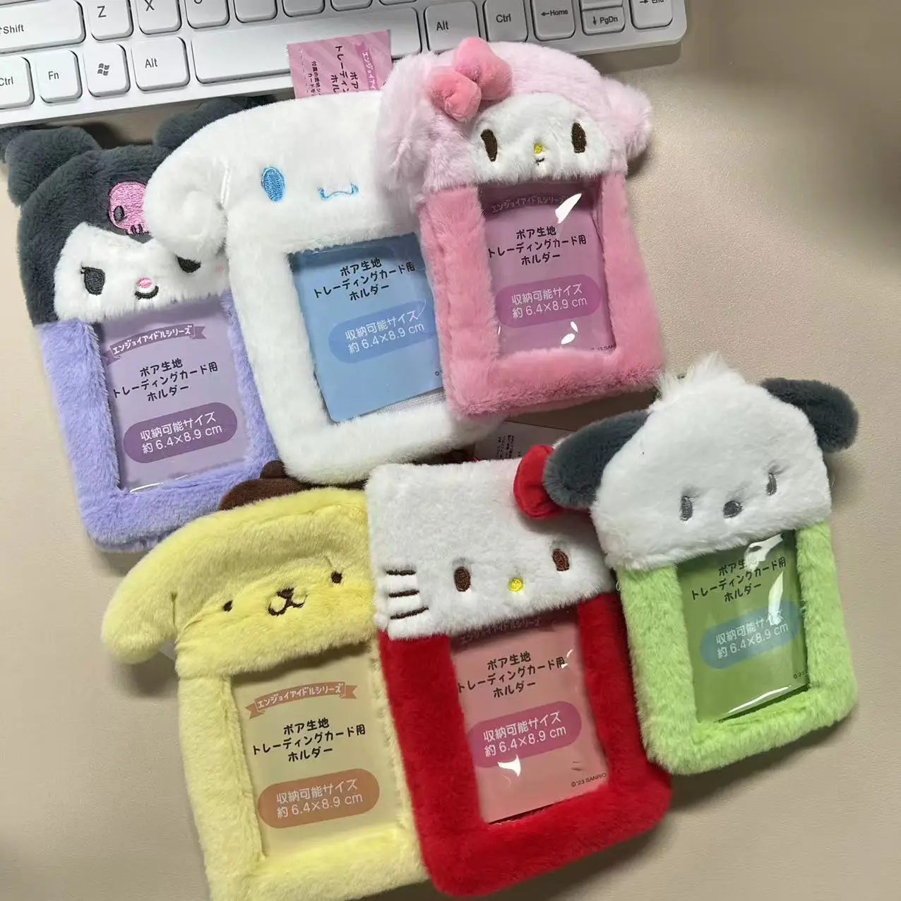 

New Kuromis Plush Id Card Holder Photo Album Bag Anime Sanrio Melodys Cinnamorolls Toys Pendant Keychain Accessories Girl Gift