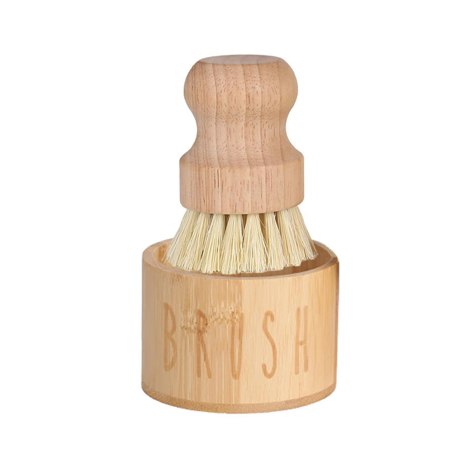 Kitchen Bamboo Dish Brush with Soap Holder Wooden Dish Scrubber with Soap  Dispenser Sink Sponge Holder