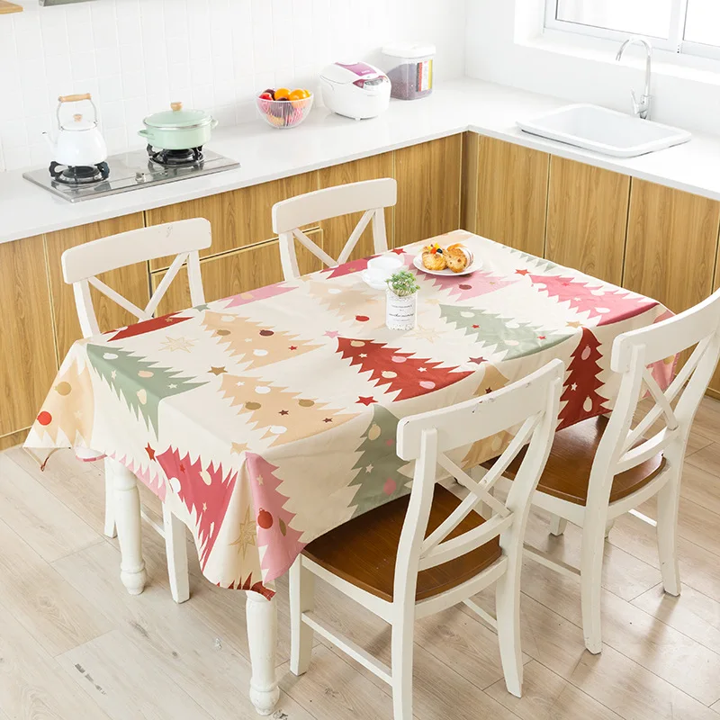 

Christmas Tree Snowflake Tablecloth Dining Table Waterproof Oilproof Cloth Party Decoration Dustproof Cloth Multi-purpose