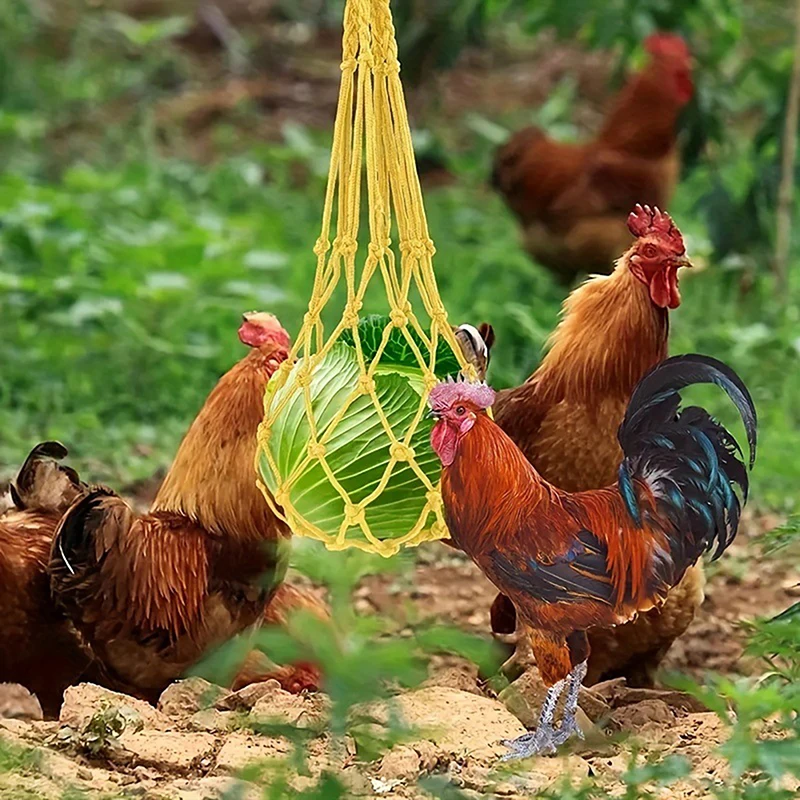Chicken Vegetable Feeder Chicken Vegetable Net String Bag Poultry Fruit Holder Hen Goose Large Birds Treat Feeding Tools poultry feeder