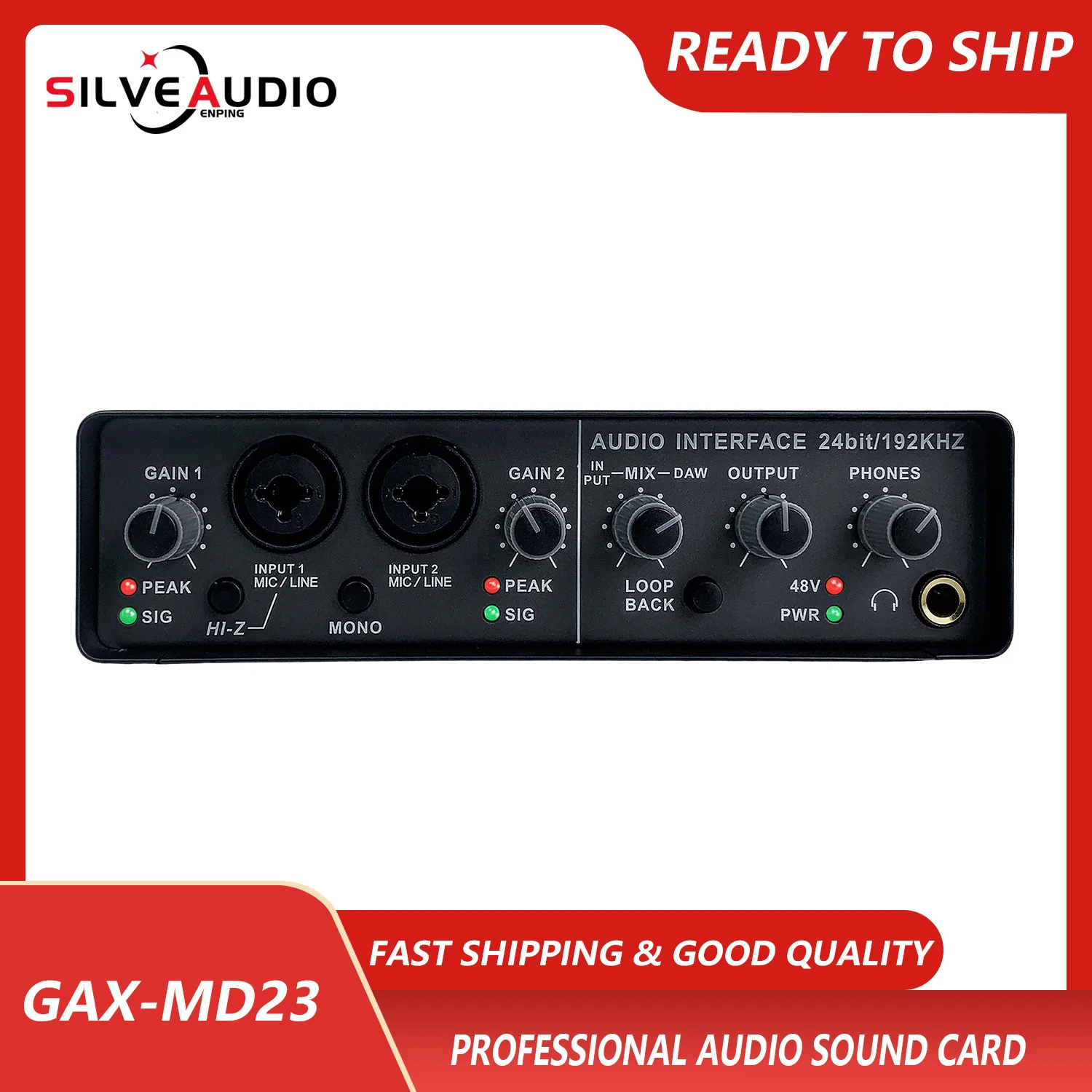 GAX-MD23 스트리밍 녹음 팟캐스트용 전문 오디오 인터페이스 기타리스트 프..
