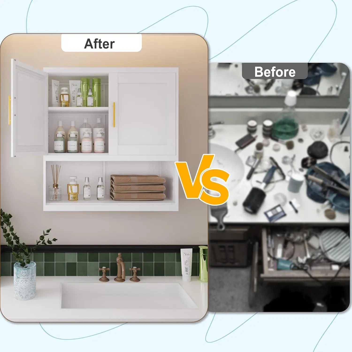 Metal Bathroom Cabinet Wall Mounted，Hanging Cabinet with 2Door and Adjustable Shelves，Over The Toilet Storage Medicine Cabinets