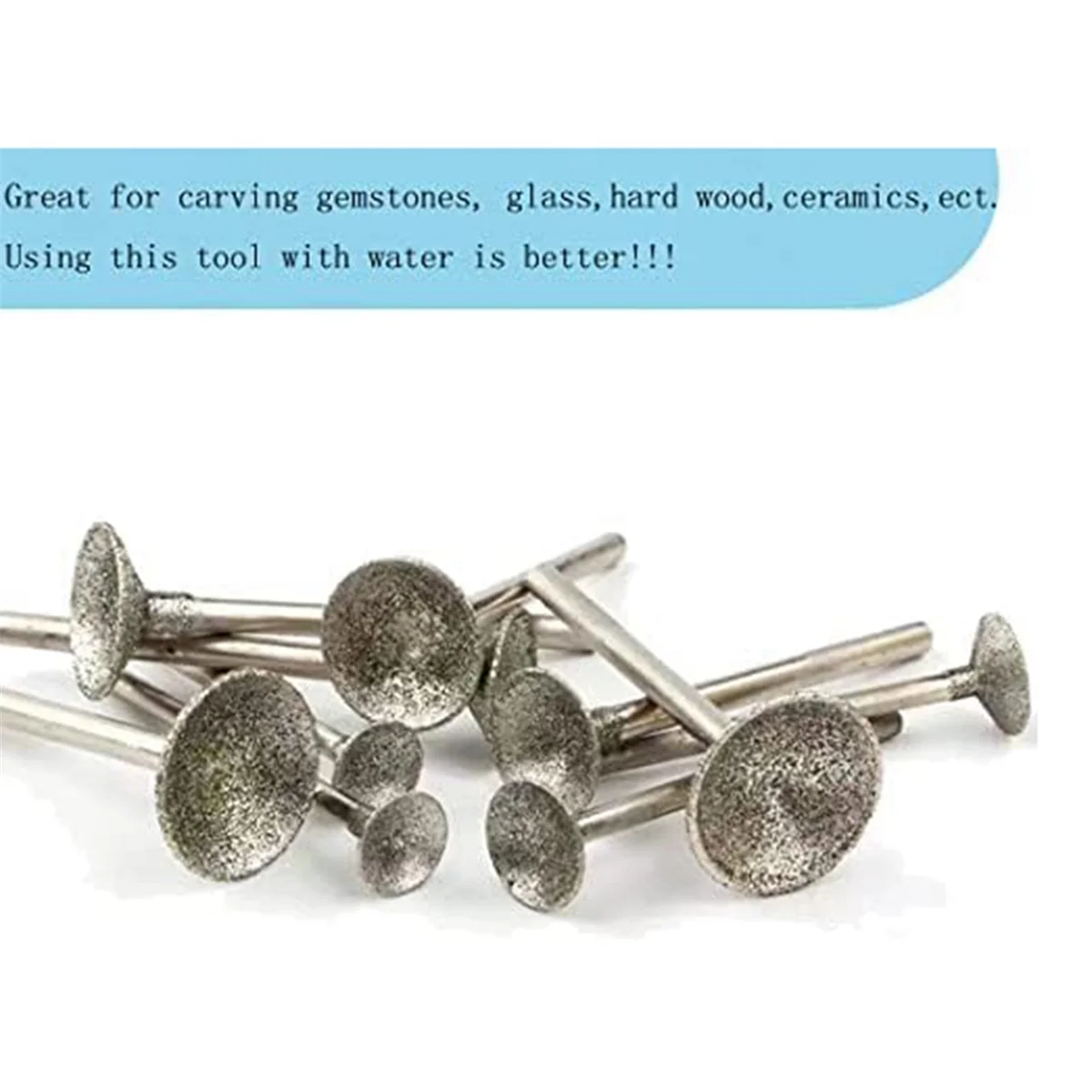 Bowl Shape Diamond Grinding Burr Fits for Rotary Tool Includes for Dremel with 2.35mm Shank 12pcs