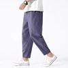 100% Cotton Summer Casual Pants Man Trendy Japanese Cropped Pants Loose Pants Men 5xl 2