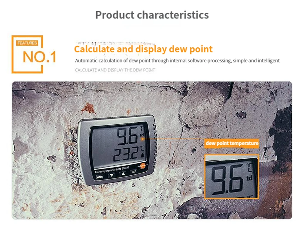 Testo 608-H1/H2 Electronic High Precision Thermohygrometer LCD Display Temperatu