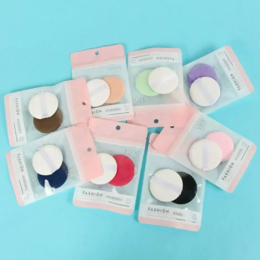 2pcs New Mini Round Air Cushion Puff Thin Dual-Use Foundation Sponge Lightweight Essential Make Up Cushion