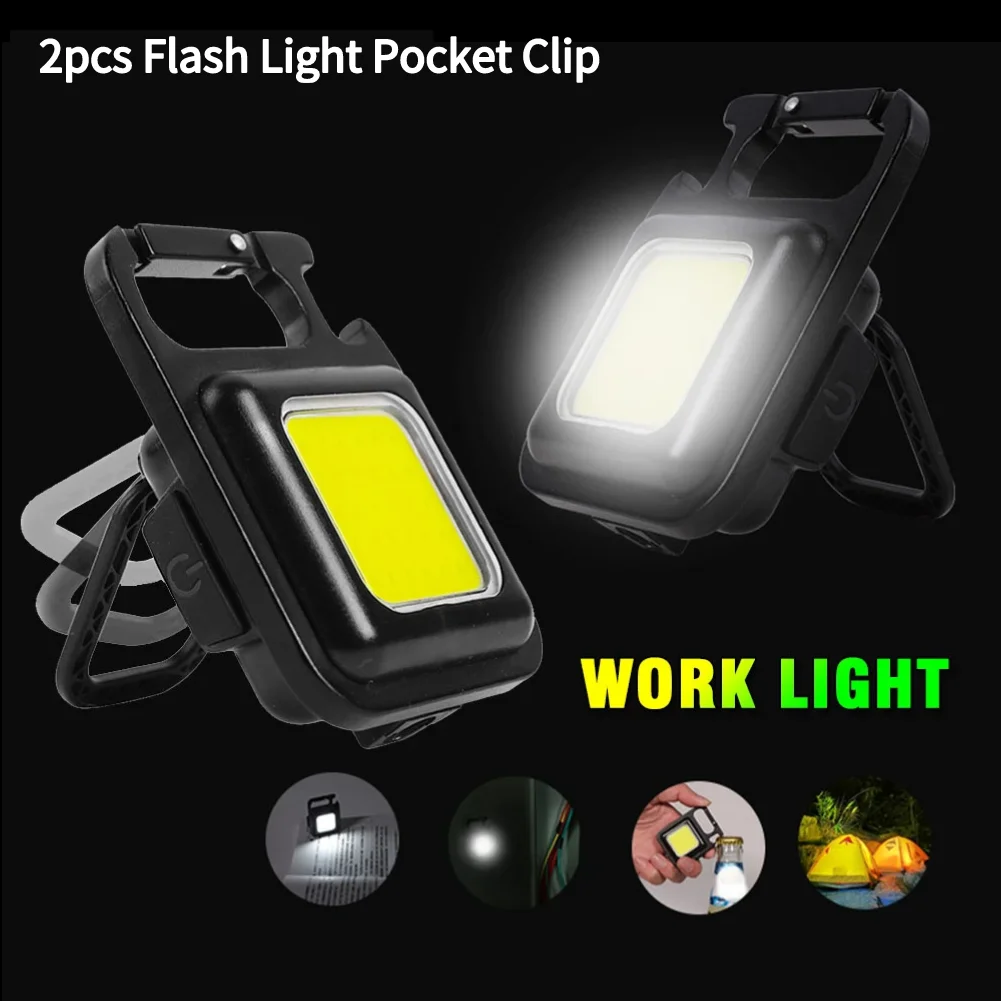 Multifunctional Mini Glare COB Keychain Light USB Charging Emergency