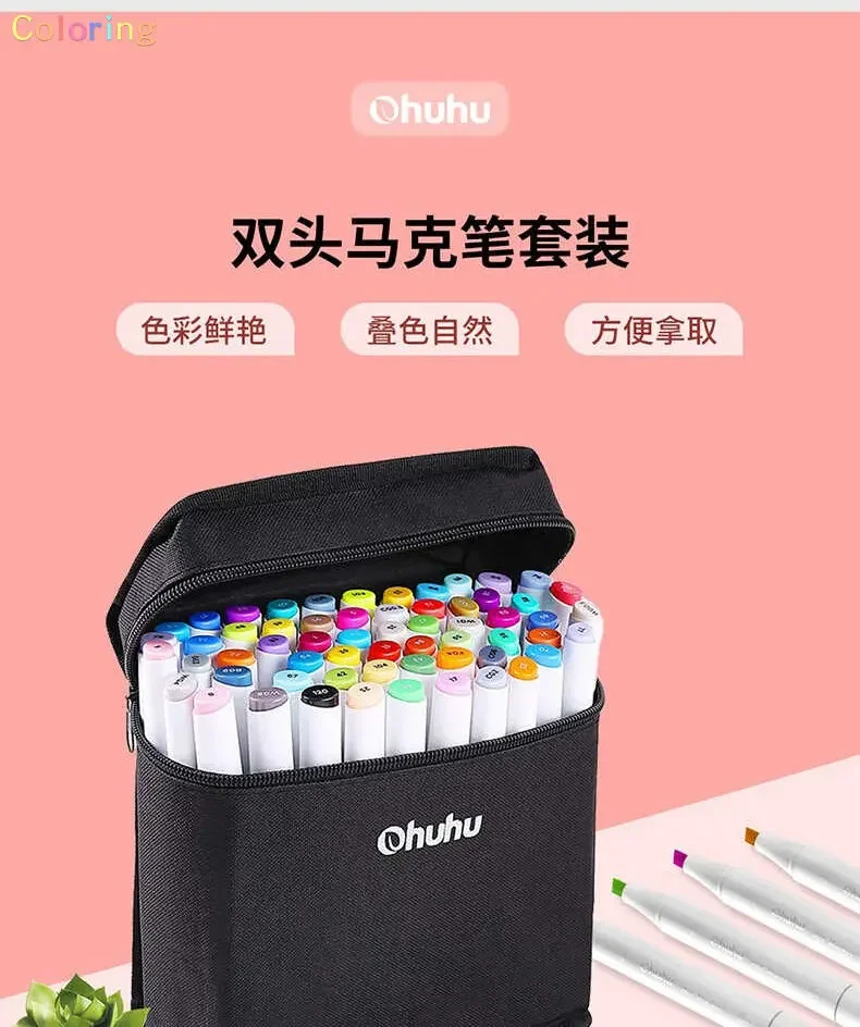 【限定品】Ohuhu 78ピースアーティストセット Ohuhu アルコールベースのマーカー、ダブルチップアートマーカー