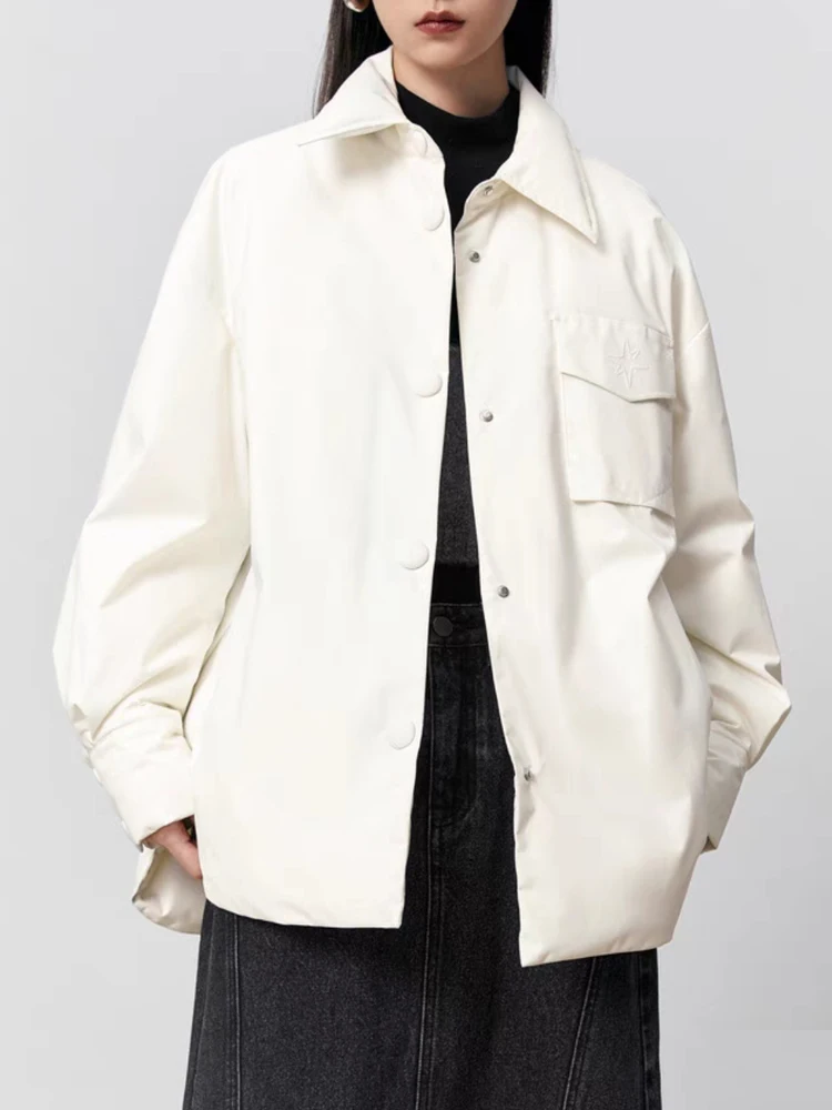 Luxury Women goose down jackets overshirt Oversized 2024 Fall winter stylish Long sleeve puffer coat Ladies clothes INKEO 3O309