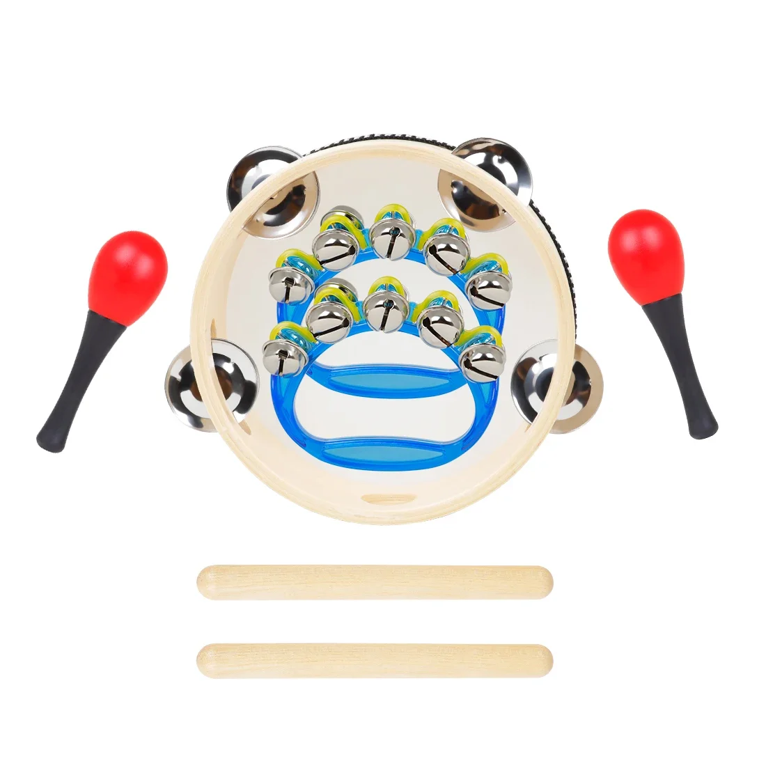 Orff Instrument Set 5Pcs/Set 6 Inch Black Lamb Chop Tambourine Sand Egg Rhythm Stick Children's Percussion Instrument Set