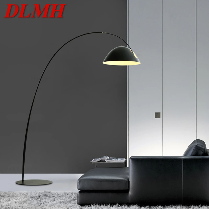 

DLMH Nordic Black Fishing Floor Lamp Modern Family Living Room Beside The Sofa Creative LED Decorative Standing Light