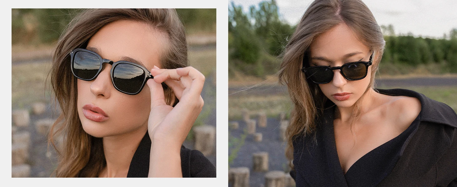 BLUEMOKY Art Deco Quadratische Sonnenbrille für kleine Gesicht, Damen und Herren, polarisierter UV400-Schutz – Detail 5