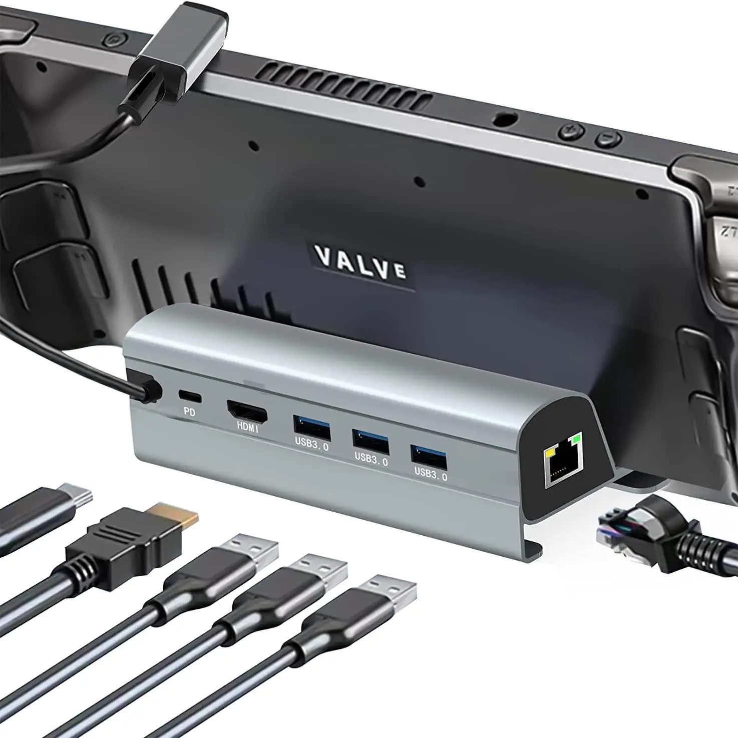 Steam Deck Dock Station Suporte de Base de tv Docking do Suporte do Hub Usb c para Rj45 Ethernet Hdmi Carregador Usb 3.0 tipo c para Console Steamdeck