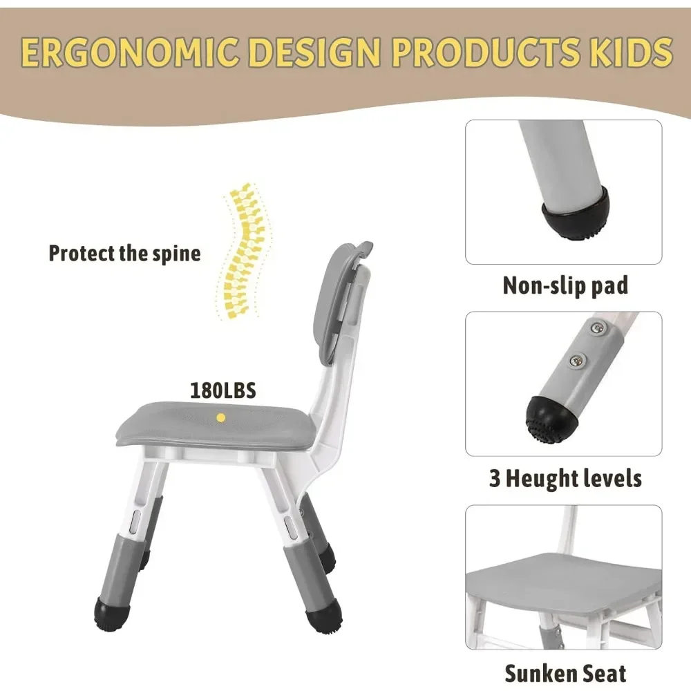 Kids Table and Chairs Set, Height Adjustable Desk With 6 Seats for Ages 2-10,Arts & Crafts Table,Graffiti Desktop 5