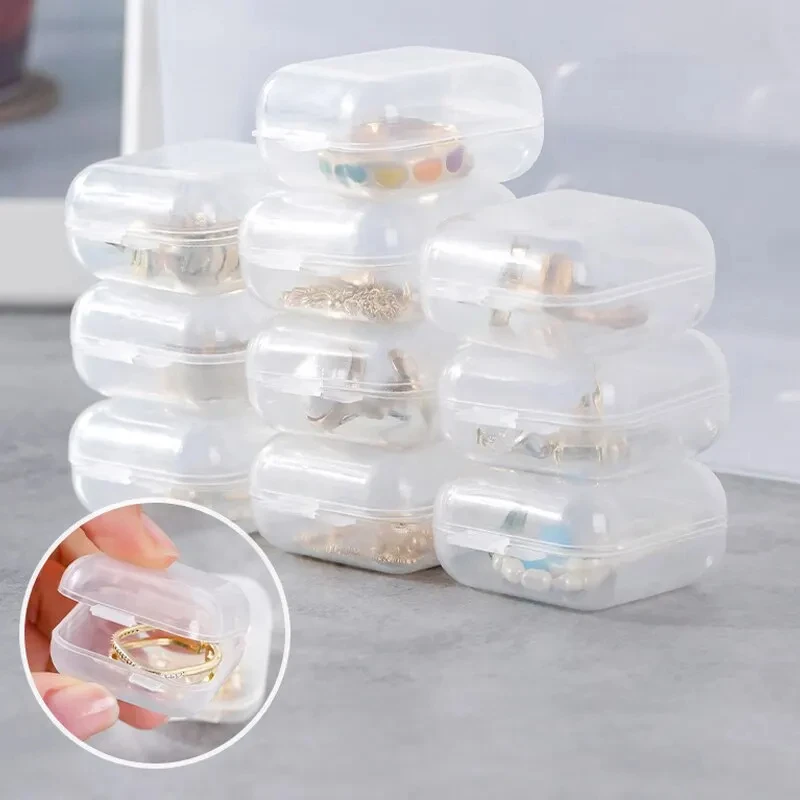 40/100pcs/set Mini Clear Plastic Storage Box Jewelry Storage Case Transparent Storage Organizer Multifunctional Portable Storage