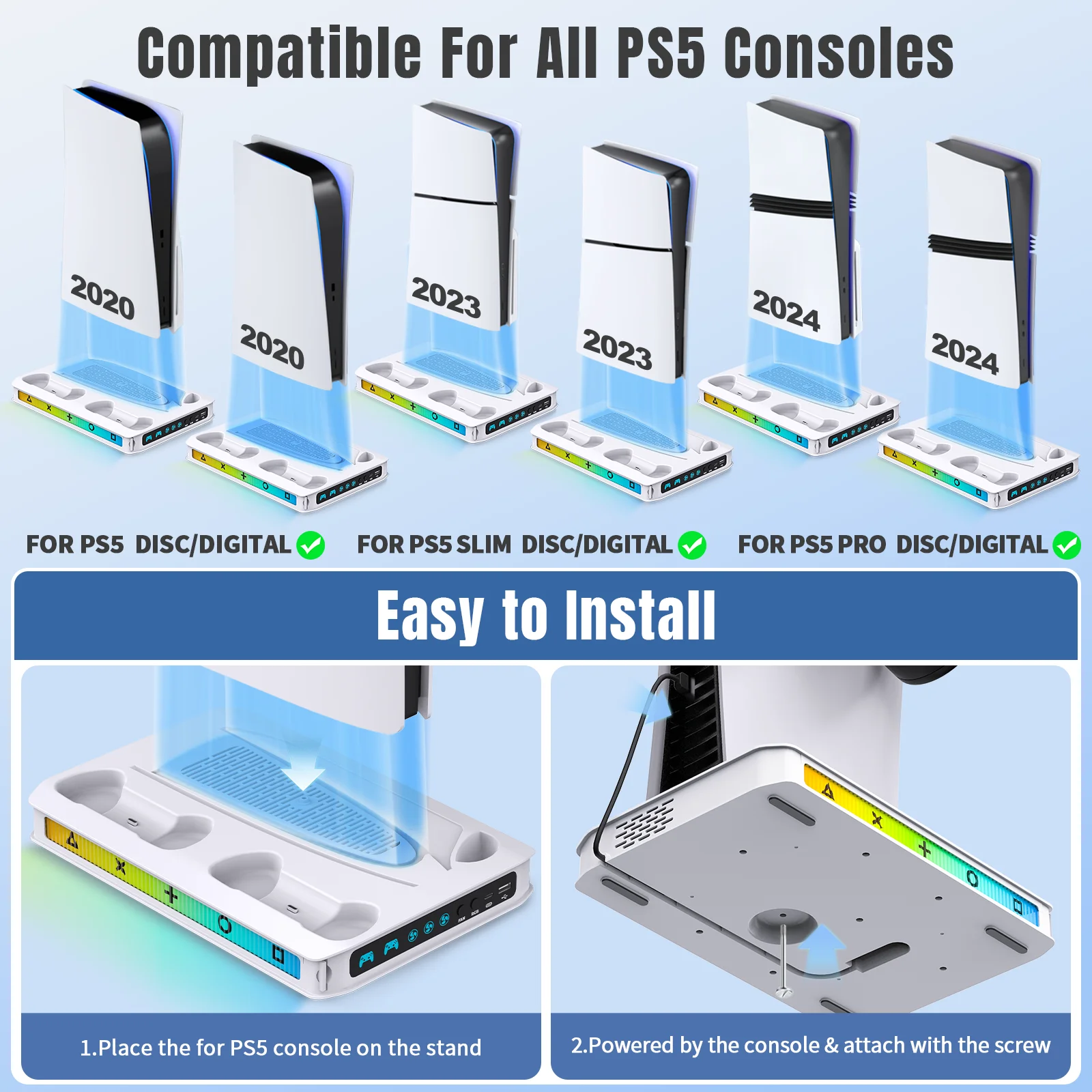 Enhanced Cooling and Charging Station with RGB Lighting