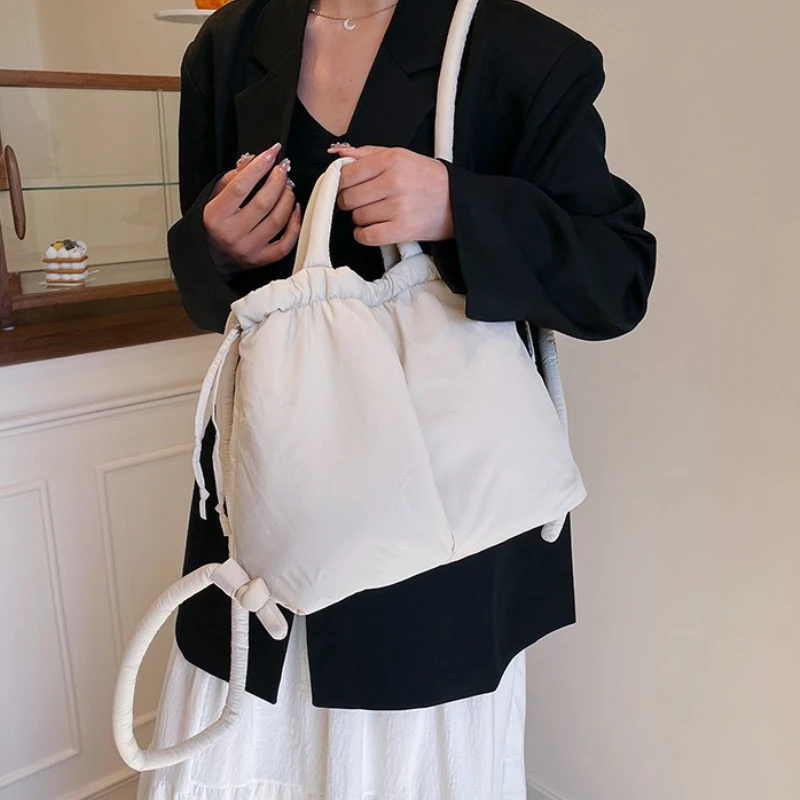 New Korean Fashion Fabric Shoulder Bag Soft Down Crossbody Bag Mini Tote Purses for Women Underarm Bags Handbags and Purses