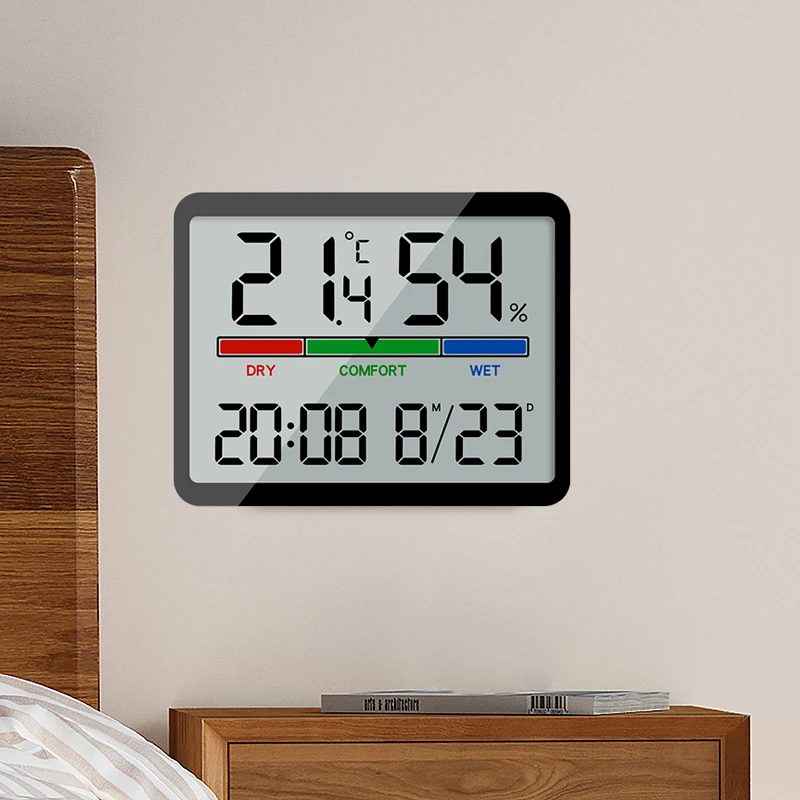 Large Screen Magnetic LCD Digital Alarm Clock Temperature Humidity Date  Display Ultra Thin Desk Refrigerator Wall Mounted Clocks