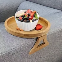 Sofa Armrest Tray – Foldable Wooden Clip-On Couch Arm Table for Drinks, Phone, Breakfast & More