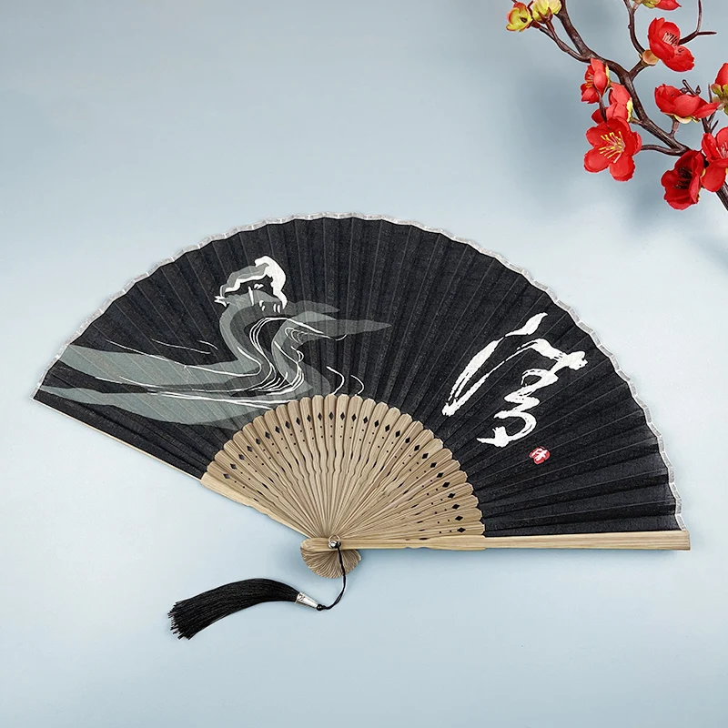 

Wedding folding fan summer hand-cranked small fan silk cloth manual fan Chinese style handicraft matching clothing accessories