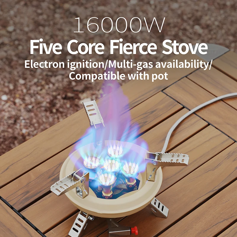 Camping Gas Stove 16000W High Pressured Hiking Burner with Pizeo Ignition for Traveling