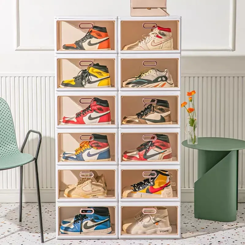 Double Layer Shoe Boxes Thickened Dustproof Shoe Storage Box Home Organizer  Superimposed Combination Shoe Cabinet Collapsible - Storage Boxes & Bins -  AliExpress