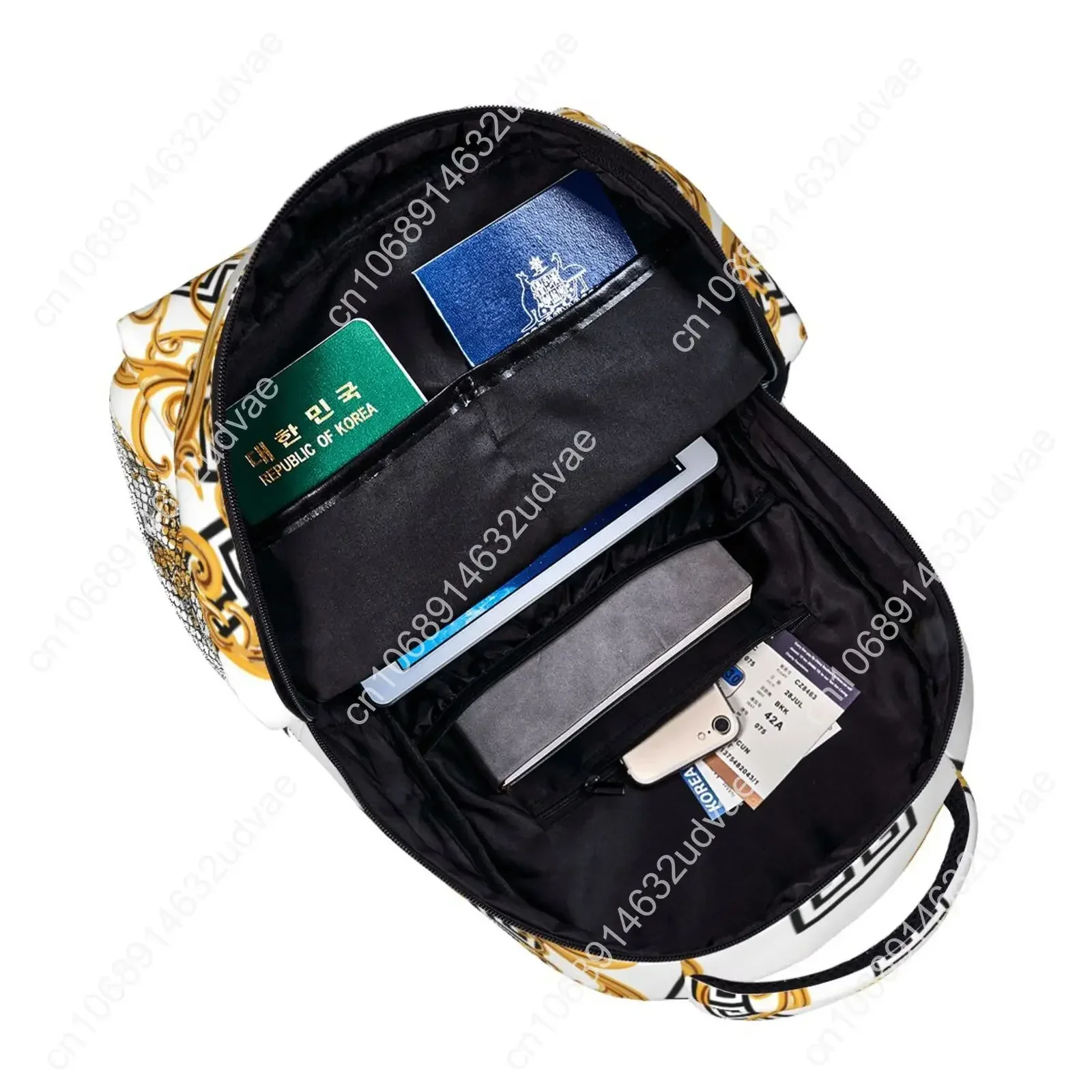 Female Backpack  Women Golden Baroque Backpack College School Bagpack Travel Shoulder Bags For Teenage Girls