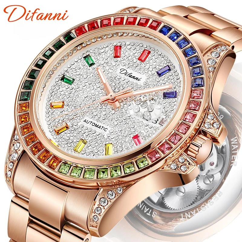

Tourbillon automatic men's mechanical watch diamond-encrusted waterproof mechanical watch full star luminous calendar watch