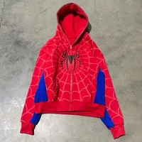 Men Spider Print Hoodies Women Hip Hop Zipper Long Sleeve Jacket Coats Y2k Autumn Winter Harajuku Casual Loose Hooded Sweatshirt - Image 2