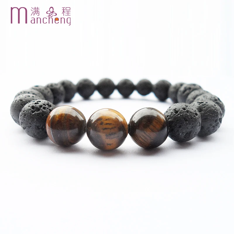 

fnaf 2 rupee item Male 10MM Black Natural Stone Beads Volcanic Tiger Eye Yoga Bracelet Man Homme Jewelry Demon Slayer Gift