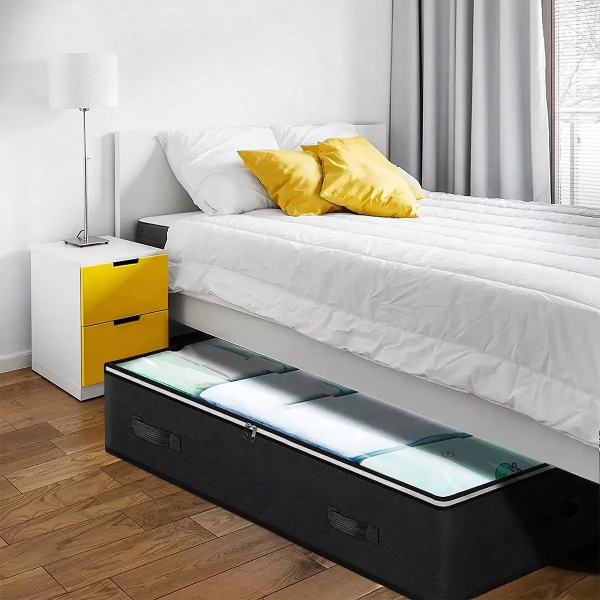 Clothes Storage with Lids, Foldable Blanket Storage Bins
