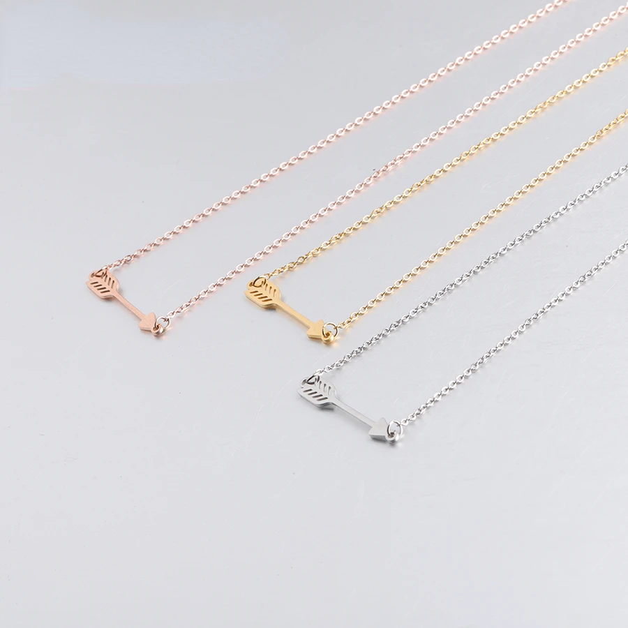 

5pcs Arrow Neckalce, Gold Stainless Steel Necklace, Minimalist Spear Necklace For Men Women Jewelry, Gold Arrow Charm Necklace