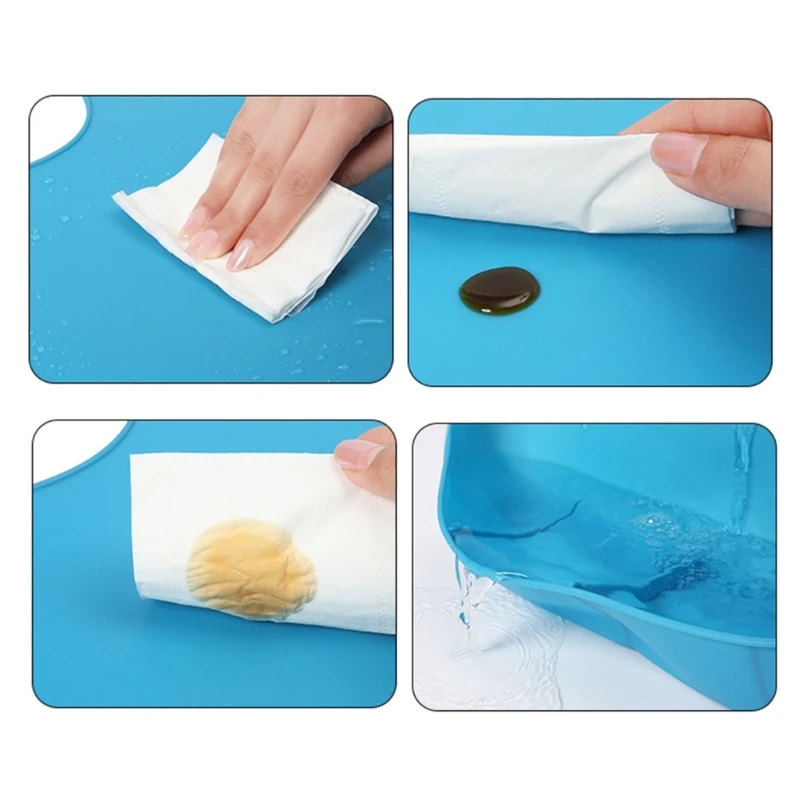 Adults Waterproof Anti-oil Silicone Bib Elderly Aged Mealtime Cloth Protector 3