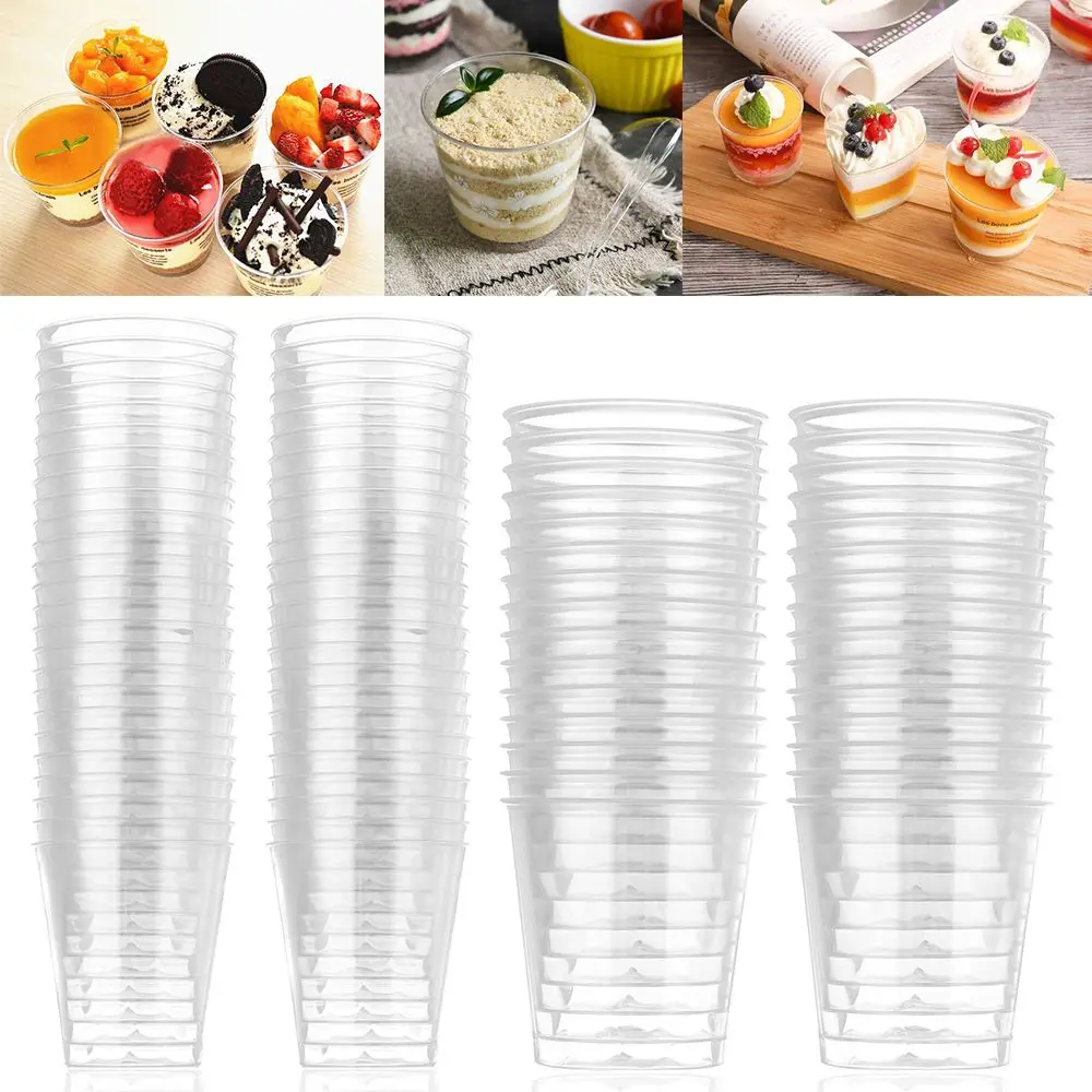 재사용 가능한 머핀 컵 원형 플라스틱 투명 컵케이크, 일회용 디저트 컵, 푸딩 박스, 장식 도구, 케이크 DIY, 30X, 50X