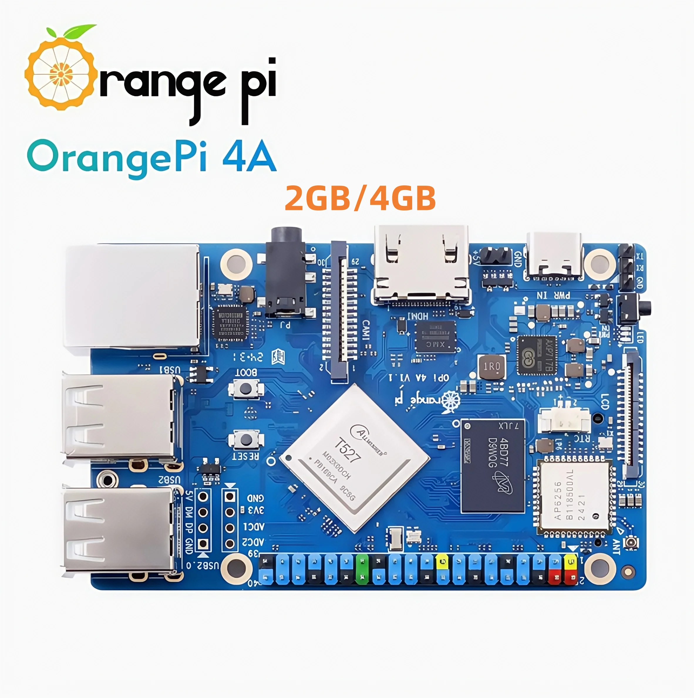 AvaCoreOrange Pi 4A 2GB/4GB Allwinner T527 칩 2G 및 4G 실행 메모리 옵션