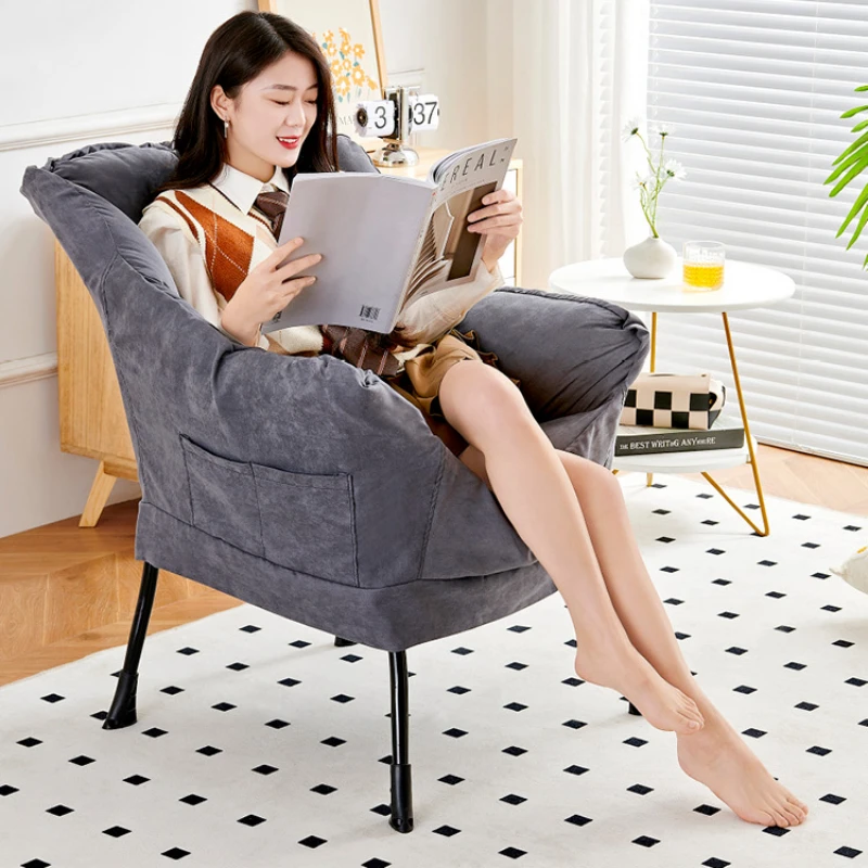 Lounge Sofa Chair with Pedals Nordic Balcony Lazy Leisure Sofa Bedroom Recliner Backrest Small Couch Computer Chair living room chair,folding armchair,computer chair