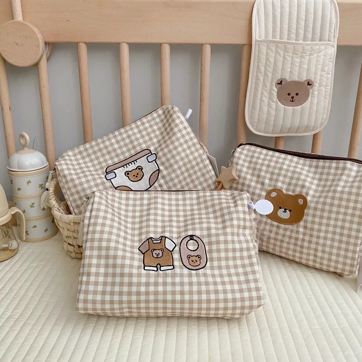 Sac de rangement portable pour couches de bébé, biberons et vêtements, organisateur pour poussette, sac de maman à suspendre 1