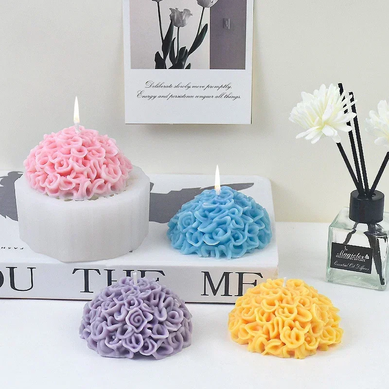 Chrysanthemum Silicone Mold DIY Gypsum Aromatherapy Candle Mold for Day of The Dead Marigold Ornament Home Decoration