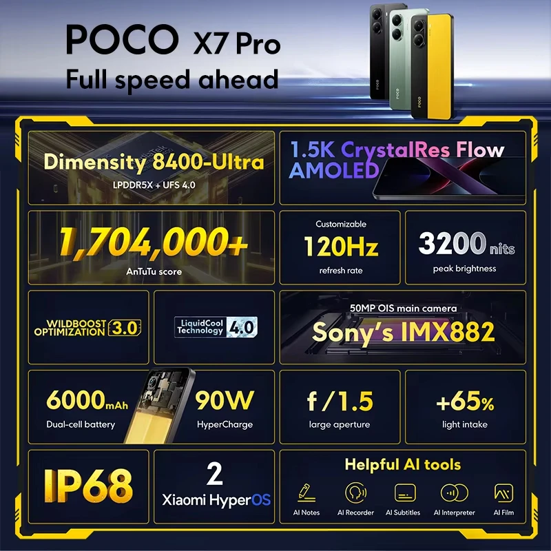 POCO X7 Pro Global Version Smartphone 5G 256GB / 512GB Dimensity