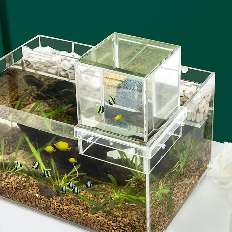 Serbatoio di pesce a pressione negativa recentemente serbatoio ecologico acquario isolamento serbatoio di pesce materiale acrilico chiaro Fish Tower Mini Fish Tank