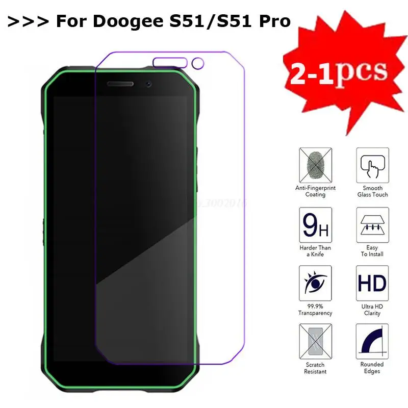 2-1 Pz Vetro Protettivo Per Doogee S51 Pellicola Proteggi Schermo In Vetro Temperato Per Cristal Doogee S51 S 51 Pelicula De Vidrio