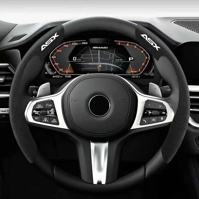 

Car Steering Wheel Cover black suede leather for MITSUBISHI ASX Outlander Lancer X Lancer EX 10 Car Accessories
