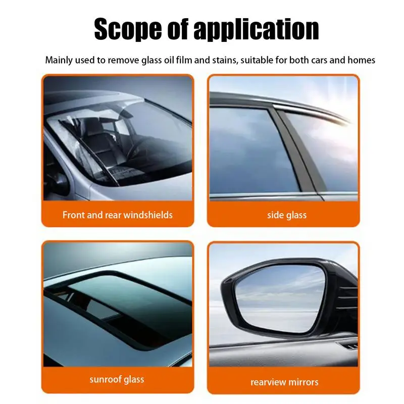 120g Car Glass Polishing Powder With Sponge Auto Window Polishing Compound Powder Glass Oil Film Cleaning Power Glass Cleaner