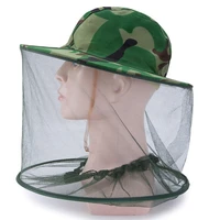 Camouflage Male Fishing Hat Anti-bee Insect Anti-mosquito Net Anti-insect Hat Mesh Fishing Hat Outdoor Hat with Sun Cover 3