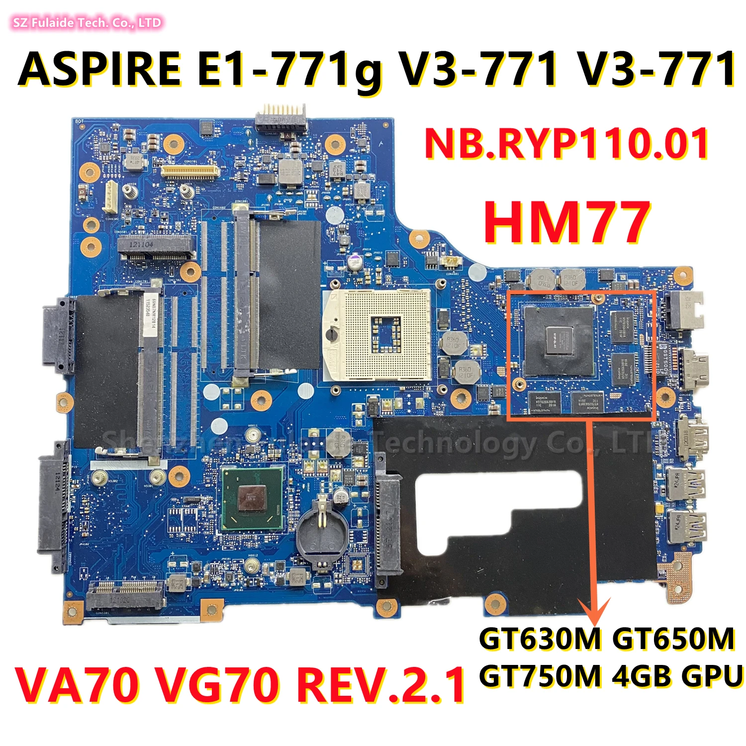 

NB.RYP110.01 Mainboard For Acer ASPIRE E1-771g V3-771 V3-771G Laptop Motherboard With GT630M GT650M GT750M 4GB GPU VA70 VG70